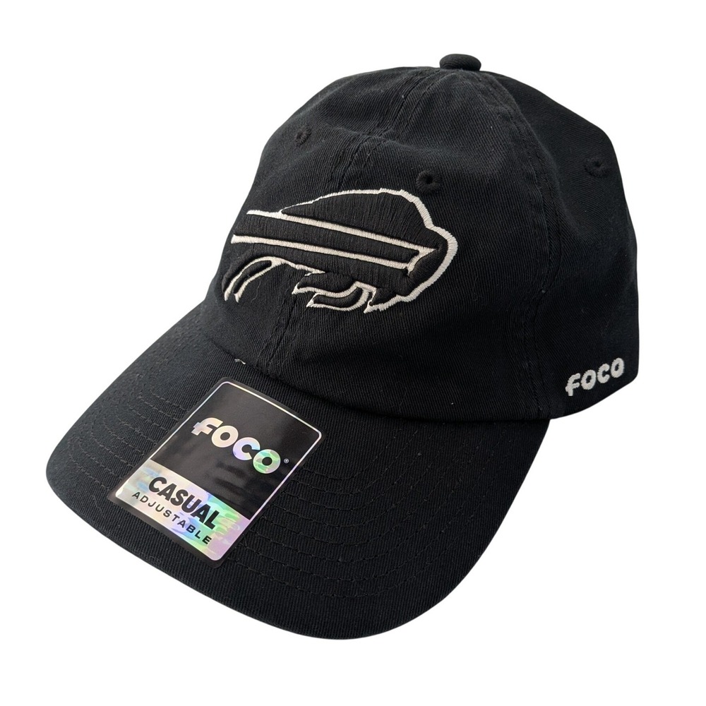 FOCO Buffalo Bills Hat Mens Black Tonal Logo Casual Classic Adjustable Cap NFL